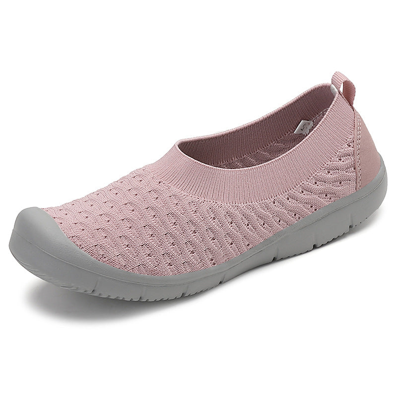 Dame nan åndbar strik ballerina slip-ons med forstærket tåhætte, elastisk indgang og fleksibel profilsåle Skovae