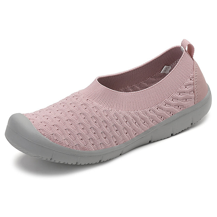 Dame nan åndbar strik ballerina slip-ons med forstærket tåhætte, elastisk indgang og fleksibel profilsåle Skovae