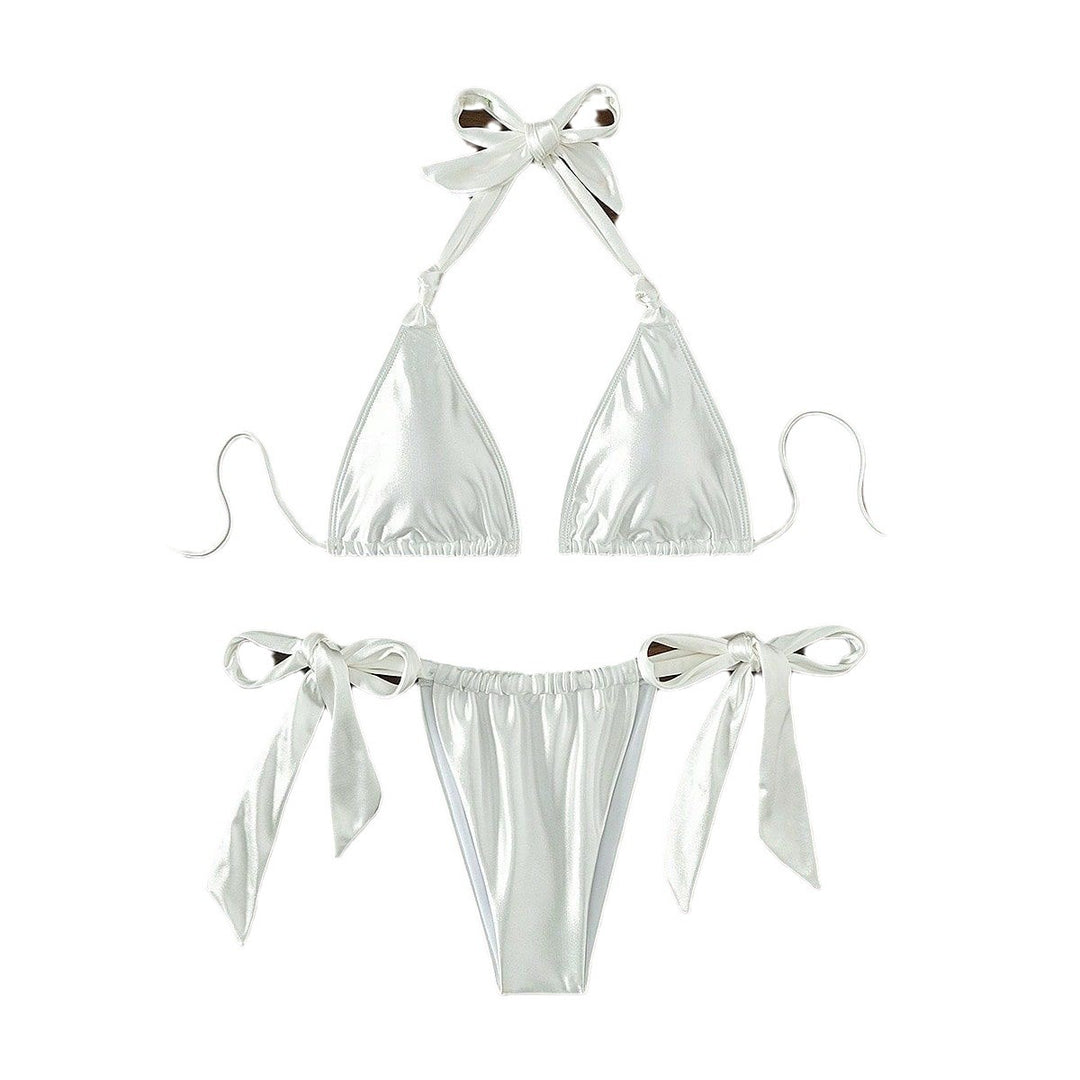 Damer Stilfuld Triangel-Bikini med Sløjfe-detaljer Skovae