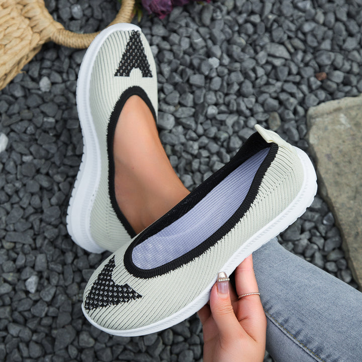 Dame Slip-On Ballerinas med åndbart strikdesign og skridsikker sål Stilla