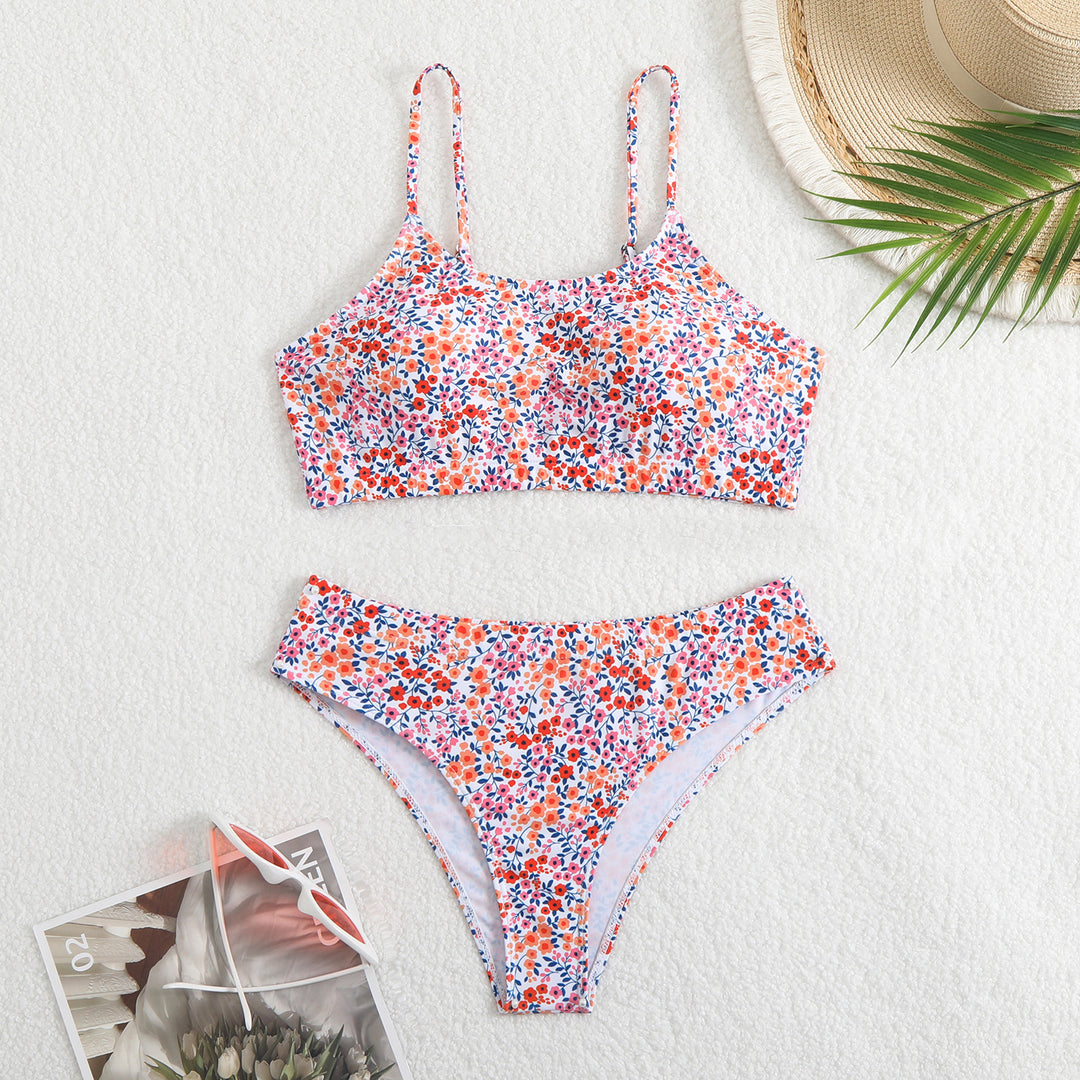 Femme Floral Print Bralette Bikini Sæt Stilla