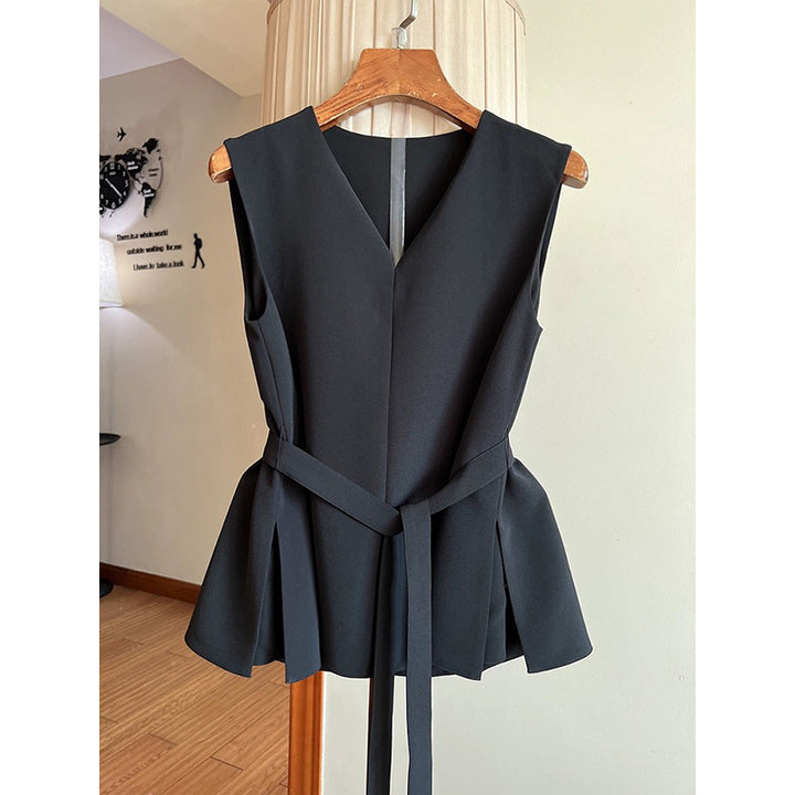 Dame festlig bluse med peplum-snit og taljerbar bælte Stilla