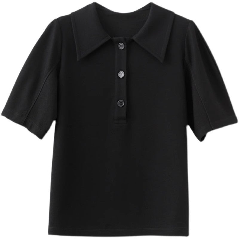 Dame Elegante Poloshirt med fashionable puffærmer og klassisk krave Stilla