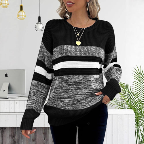 Kvindernes casual sweater med stribet design og løs pasform Stilla