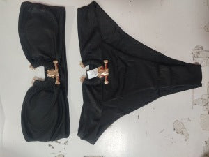 Dame Bandeau-Bikini med kvalitets kæde-detalje og høj talje Snit Stilla
