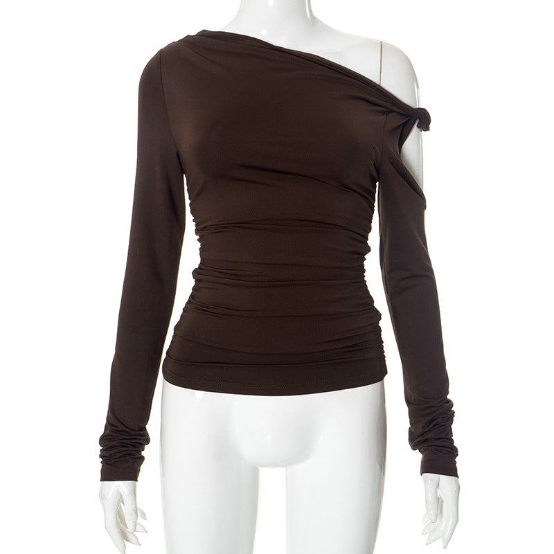 Femme Asymmetrisk Rüschet Langærmet Top Stilla