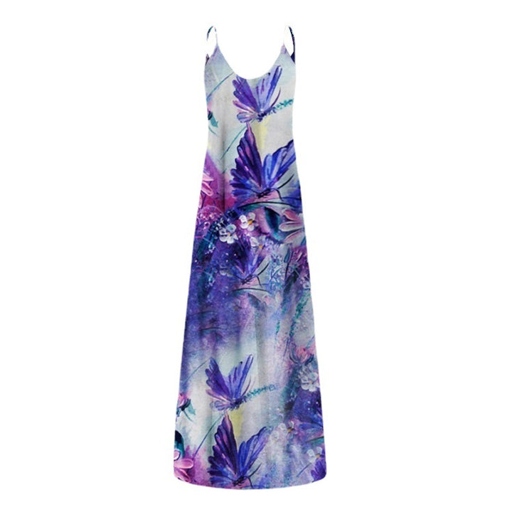 Dame blomsterkjole maxi med justerbare stropper Stilla