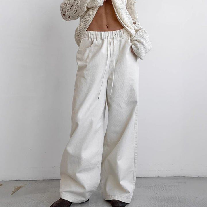 Dame brede Casual-bukser med elastisk talje og praktiske sidelommer Stilla