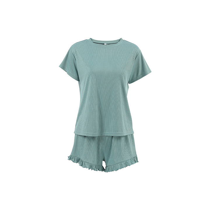 Dame sæt fra afslappet cropped-top og komfortable shorts med flæsedetaljer Stilla