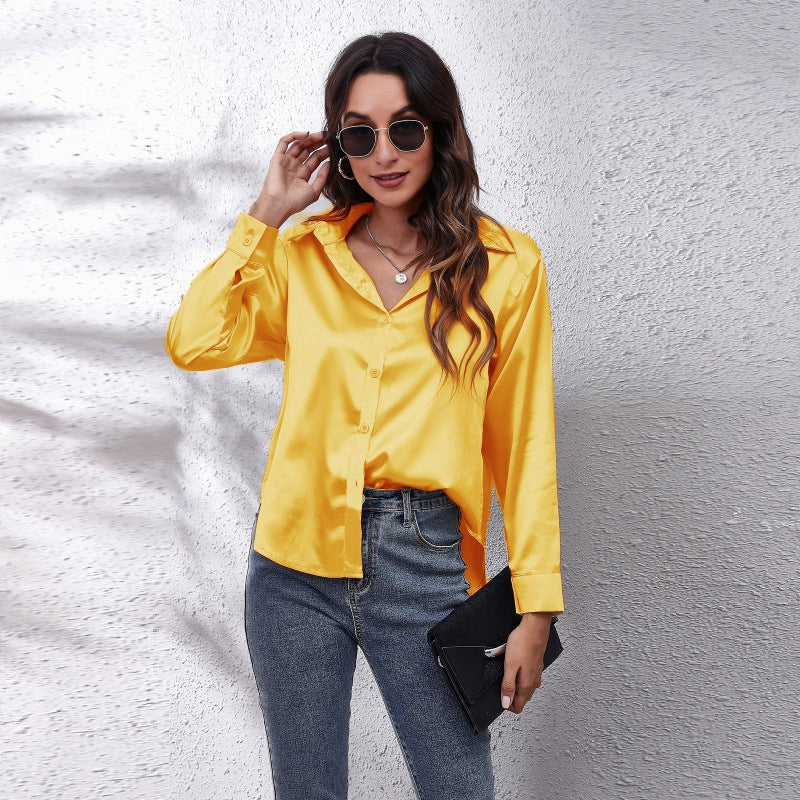 Dame elegant satinbluse Stilla