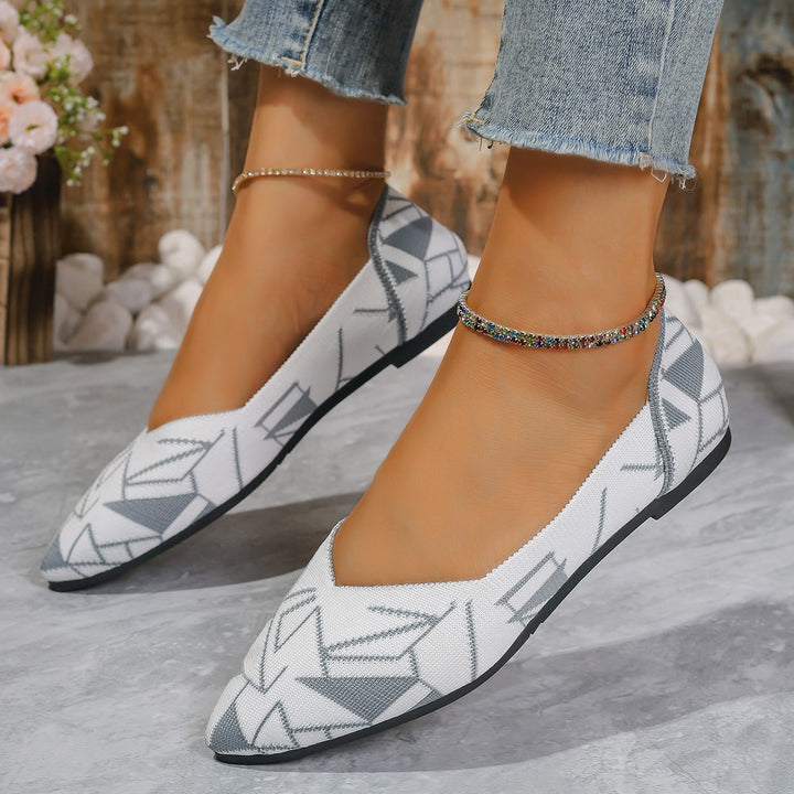 Dame elegante ballerinas med geometrisk mønster og skridsikker sål Stilla