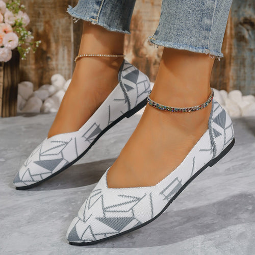 Dame elegante ballerinas med geometrisk mønster og skridsikker sål Stilla