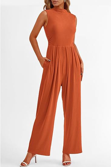 Dame Wide-Leg Jumpsuit med høj krave og sidelommer Stilla