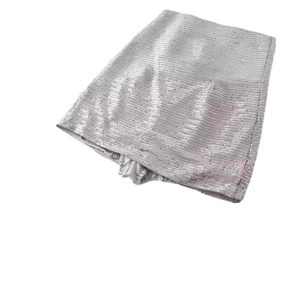 Dame Glitrende Mini Skørt med elastisk linning og elegant glans Stilla