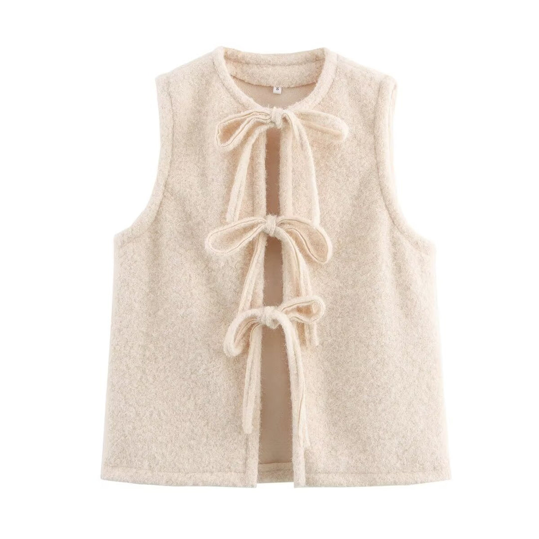 Damevest med raffinerede bånd og blødt fleece-materiale Stilla