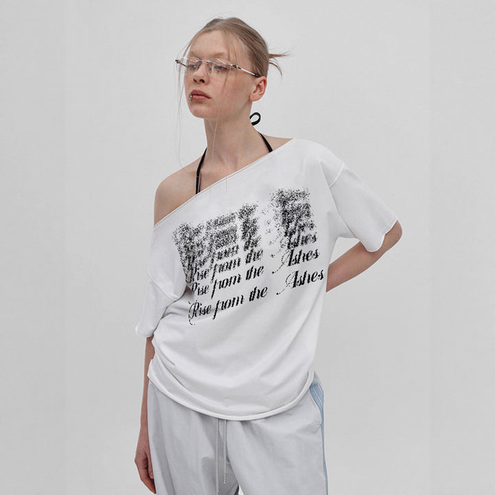 Dame Oversized T-Shirt med krystaludsmykning og V-hals Skovae