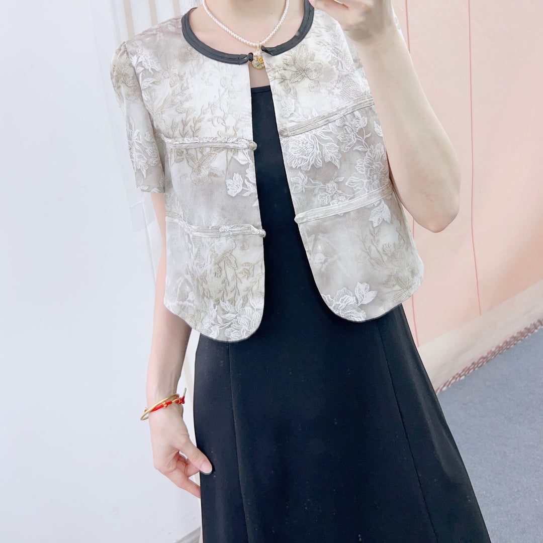 Damer elegant Cropped Blazer med blomstermotiv og moderne snit Stilla