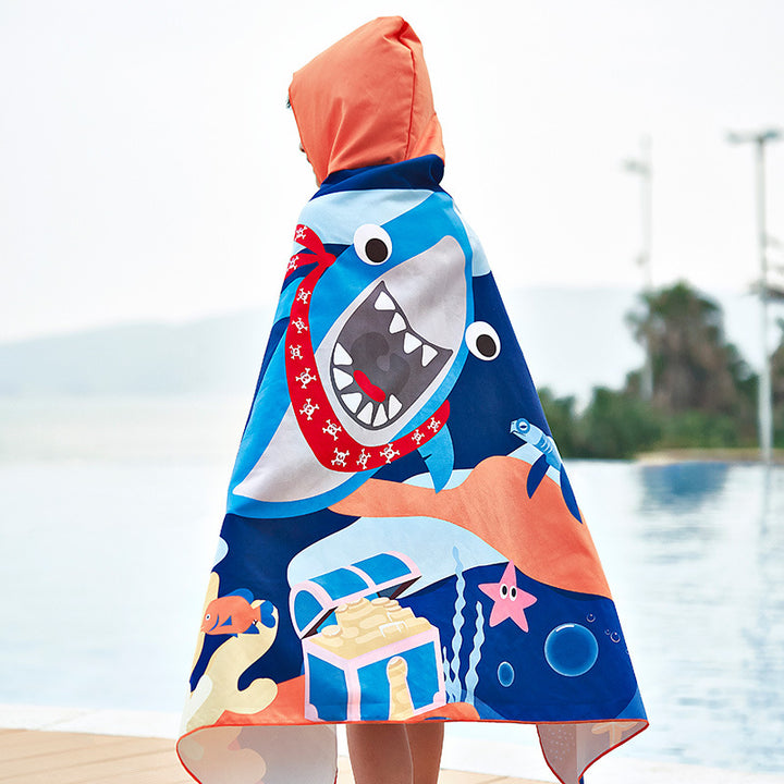Unisex Strandponcho med Haj-motiv Skovae