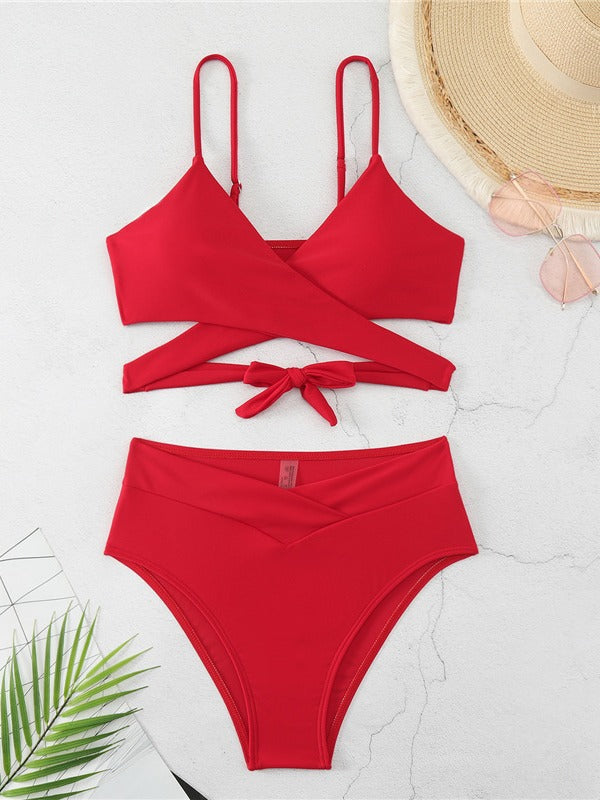 Dame Vikket stil Høj Talje Bikini Sæt Stilla 1750839645