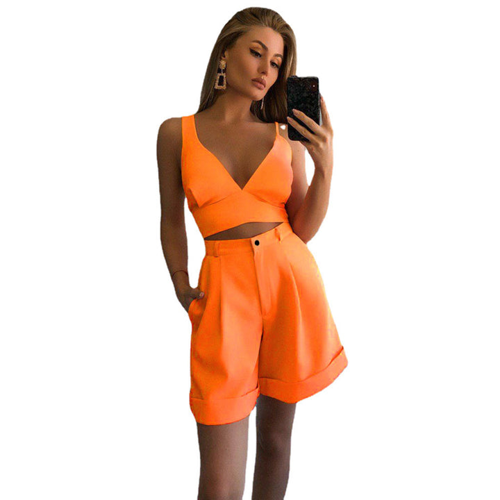 Dame Smart Cropped Top og Skræddersyede Shorts Sæt Stilla
