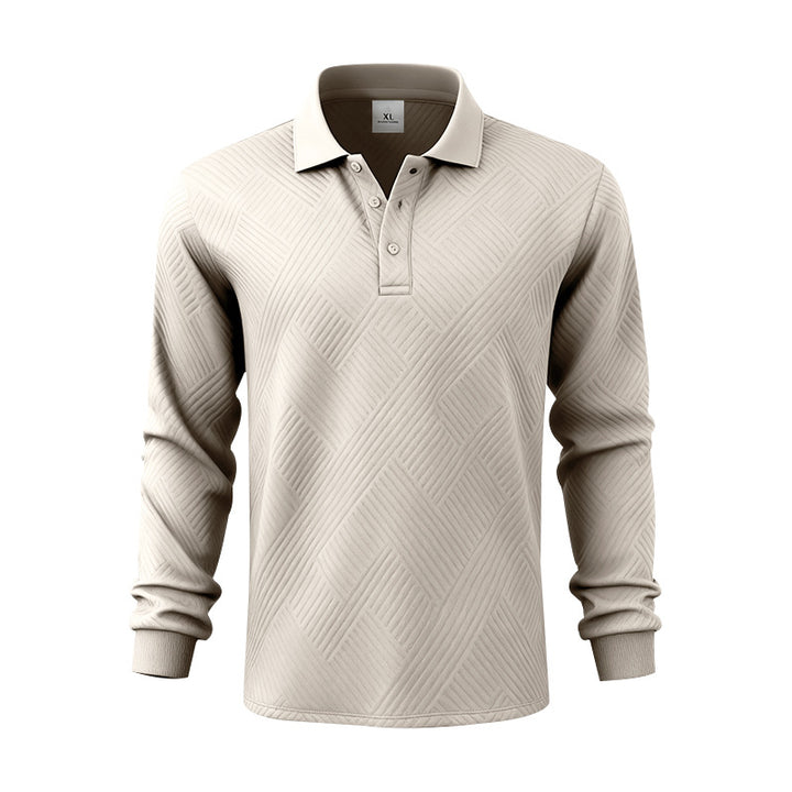 Herrer nan langærmet Poloshirt i struktureret Jacquardstrik Skovae