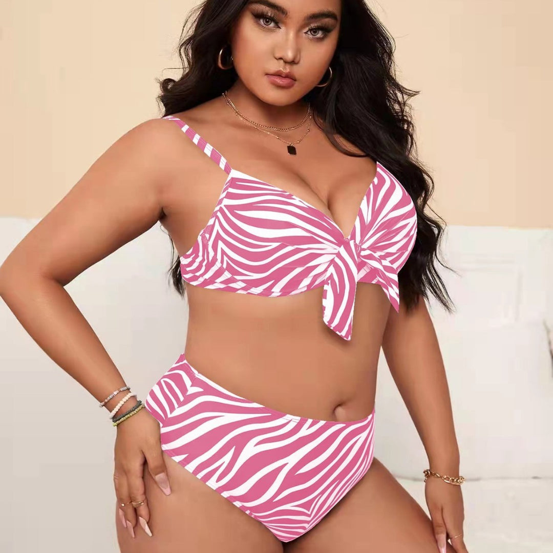 Dame bikini sæt med mode zebra mønster og justerbar knude Skovae