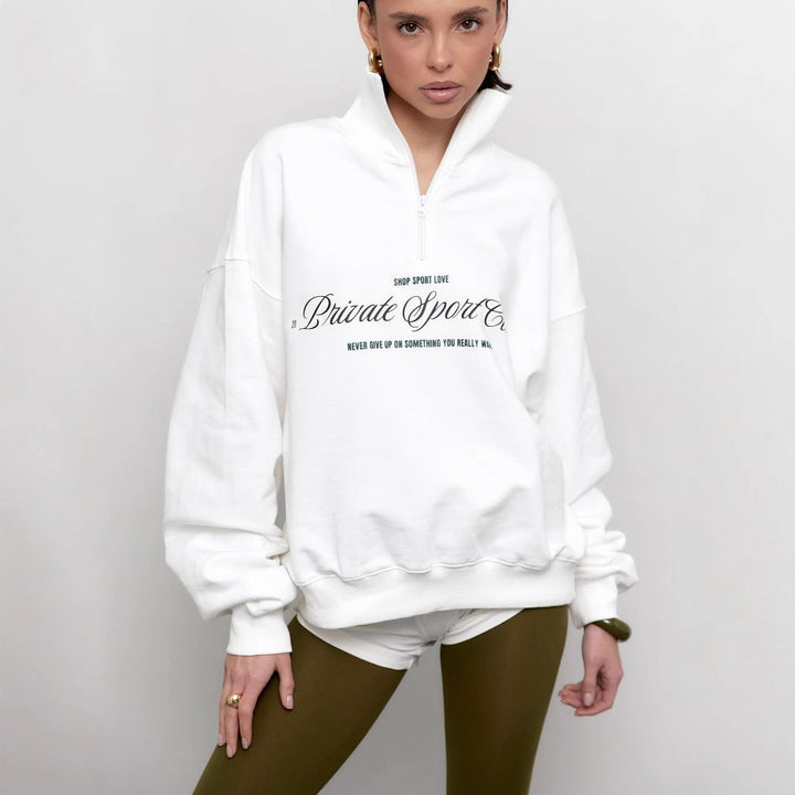 Stilla | Sweatshirt Halvzip og Bogstavtryk