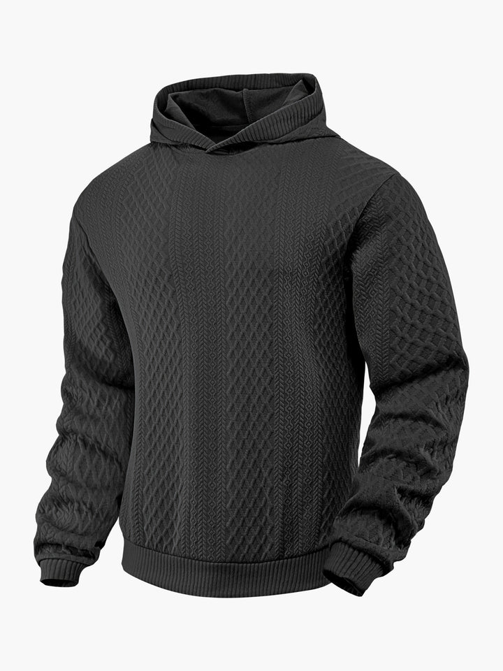 Herre nan struktureret slangenkrave-sweater med hætte og vaffelmønster Jacquard Skovae