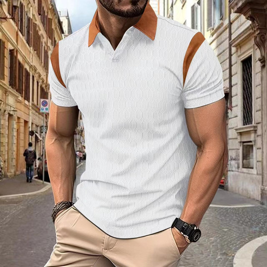Herrer kortærmet poloshirt med elegant strukturelt design og fashionable kontrastelementer Stilla