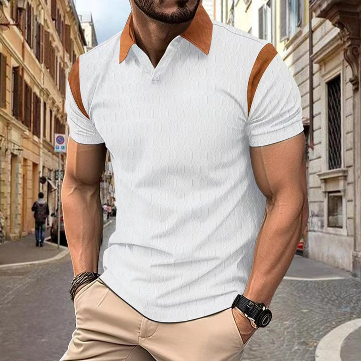Herrer kortærmet poloshirt med elegant strukturelt design og fashionable kontrastelementer Stilla