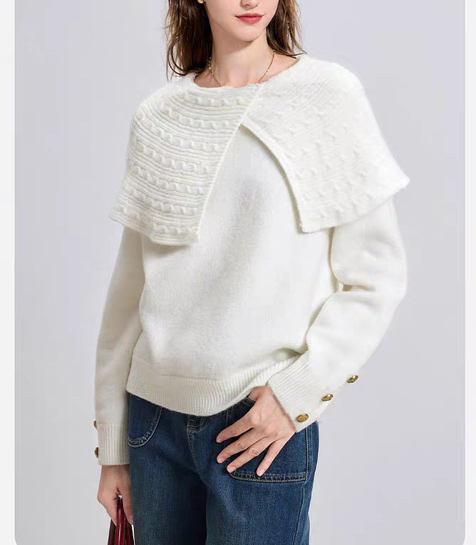 Kvinders sweater med unik krave og afslappet design Stilla
