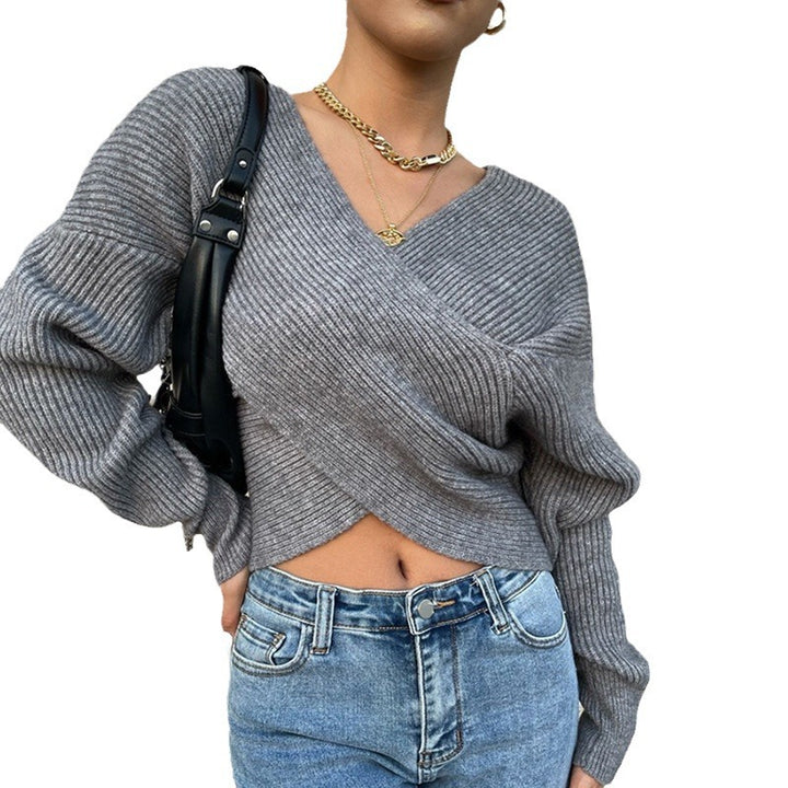 Kvinders omslagsweater med moderne tekstureret design Stilla