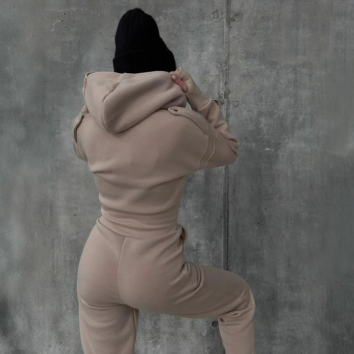 Kvinders sporty fleece overall med lynlås og høj krave Skovae