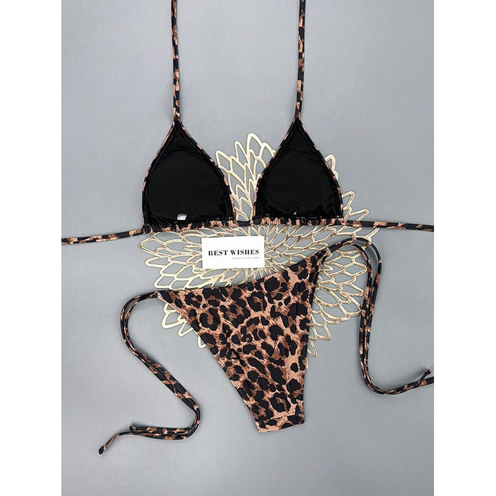 Damen triangle bikini med trendy leopardmønster Skovae