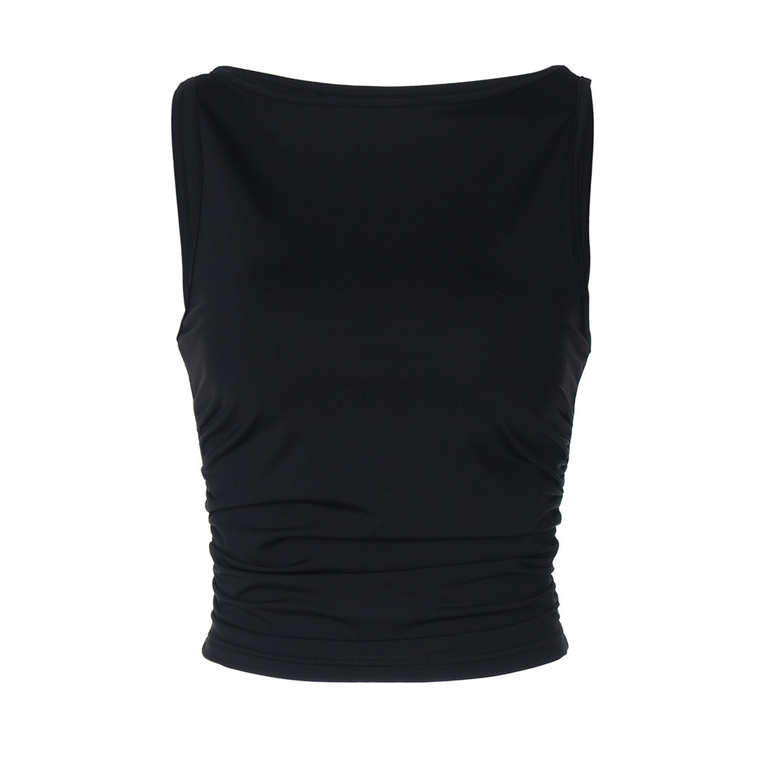 Dame Bodycon top med højt lukket design og raffinerede draperinger Stilla