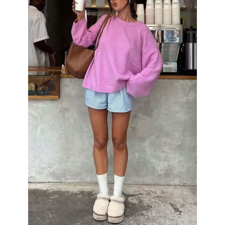 Dame hyggelig rundhals sweater lavet af fin strik kvalitetsblanding Stilla