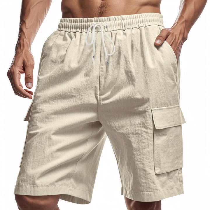 Herrer Cargo-shorts med elastisk talje og funktionelle lommer Stilla