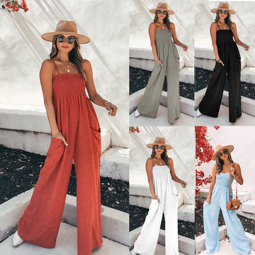 Dame Lækkert Jumpsuit med elastisk overdel og sidelommer Stiila