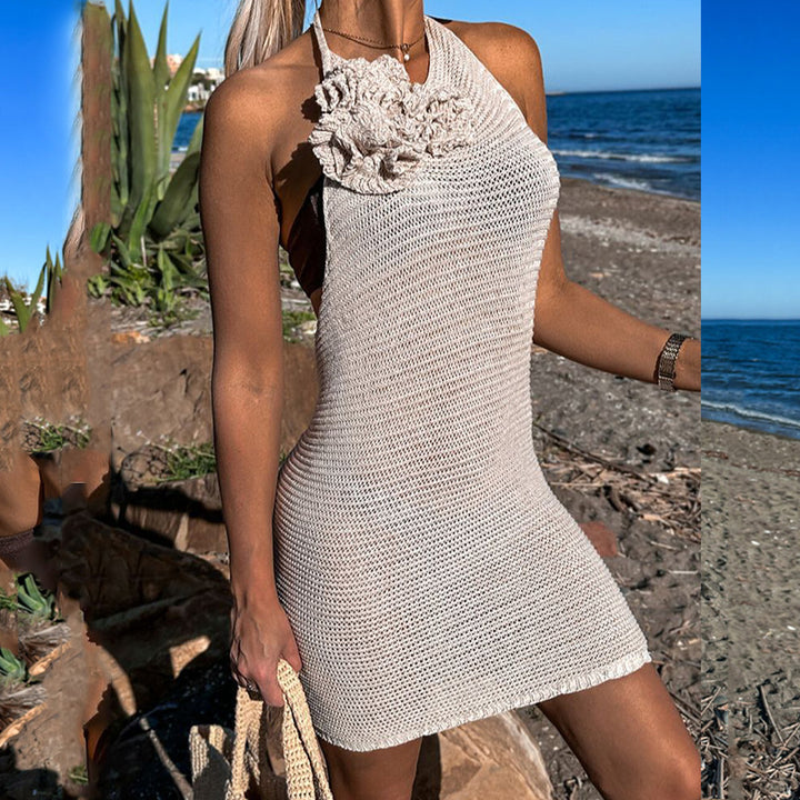 Damehæklestrandkjole med floralt detalje Stilla
