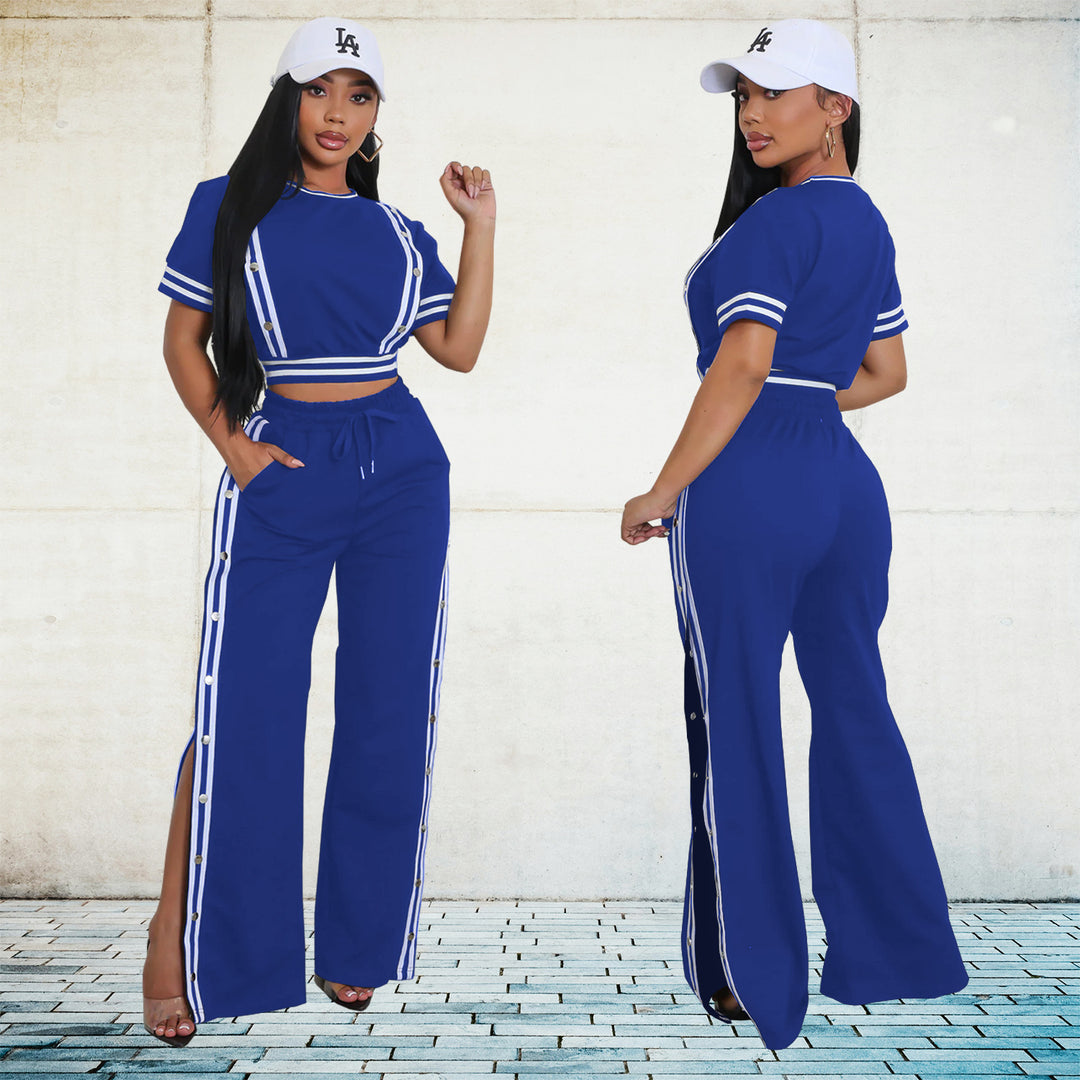 Dame Sporty Sæt med cropped T-shirt og split-bukser Stilla