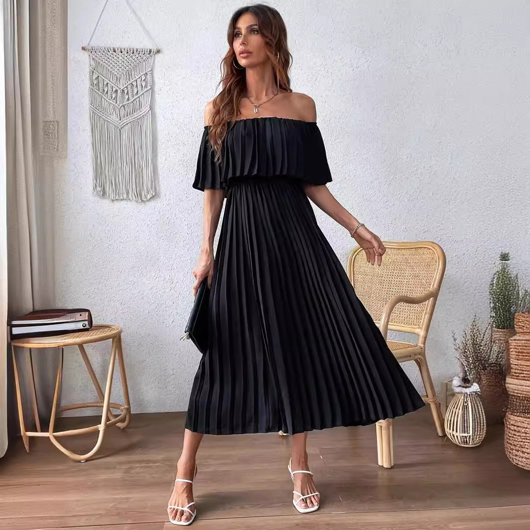 Dame Off-Shoulder Maxikjole med elegant fold Stilla