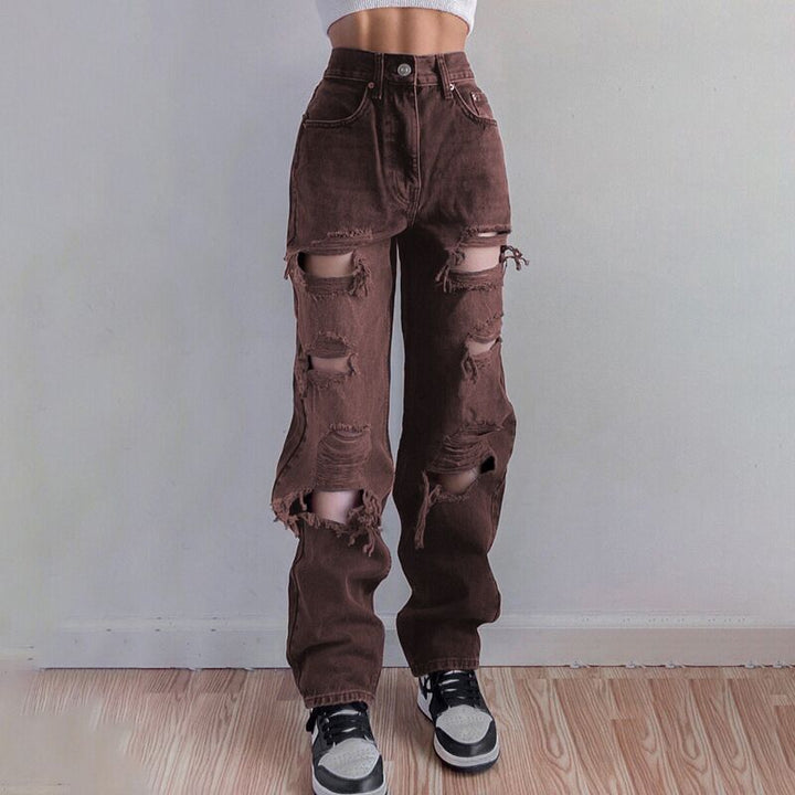 Damer Ripped Baggy Jeans i afslappet Oversized-snit Stilla