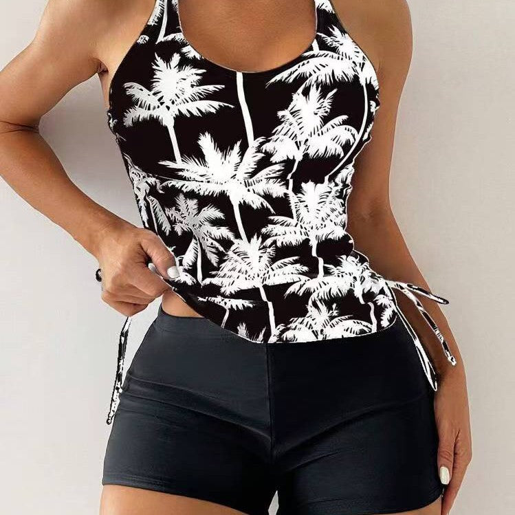 Dame Tankini sæt med blomsterdesign og justerbare stropper Skovae