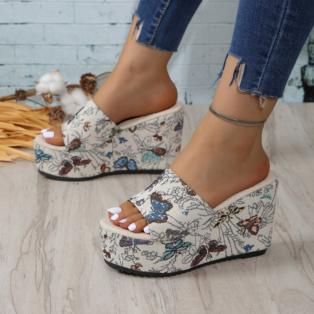 Dame Wedge-sandaler med blomsterdesign og komfortabelt fodseng Stilla