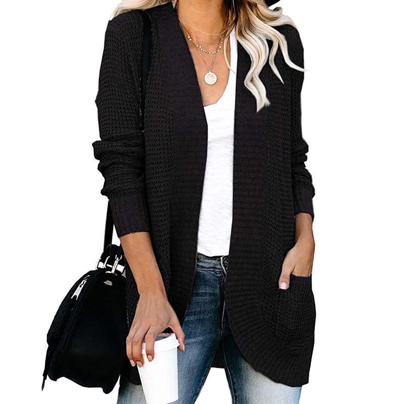 Dame casual strikcardigan med lommer og åben front Stilla