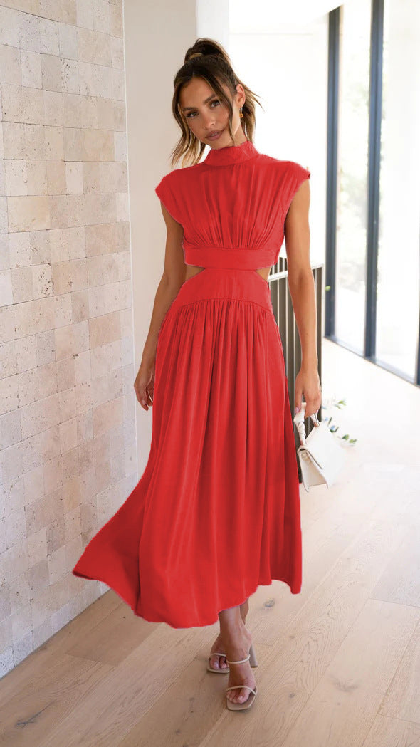 Dame Maxikjole med elegant drapering og moderigtige cut-out-detaljer Stilla
