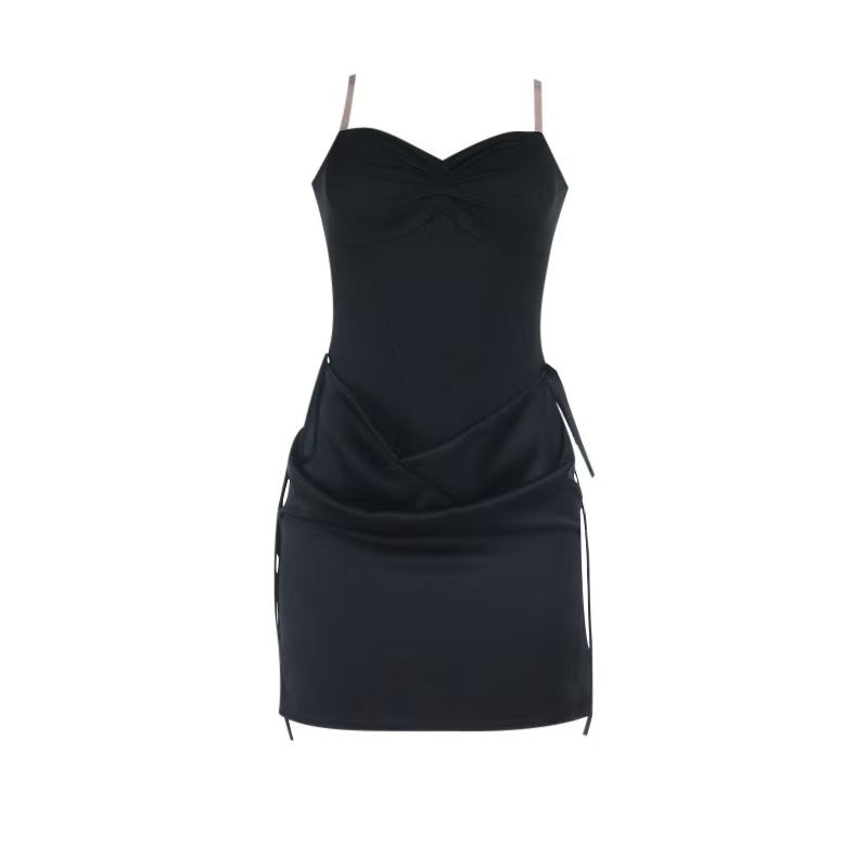 Dame Sexy Minikjole med figursyet overdel og elegant drapering Skovae