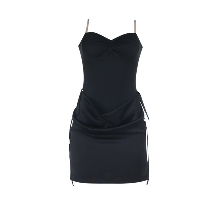 Dame Sexy Minikjole med figursyet overdel og elegant drapering Skovae
