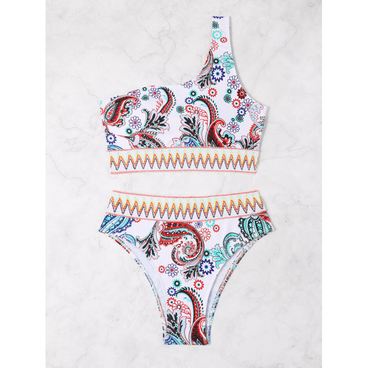 Dame Asymmetrisk Bikini Sæt med detaljeret Paisley mønster Stilla