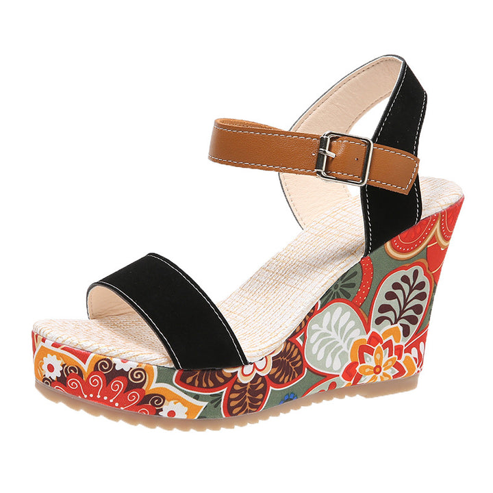 Dame Wedge-sandaler med blomsterdetaljer og komfortabel kilehæle Stilla